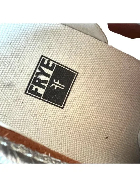 Frye Womens Gia Metallic Silver Leather Low Lace Up Sneakers Size 9.5 - Picture 11 of 11